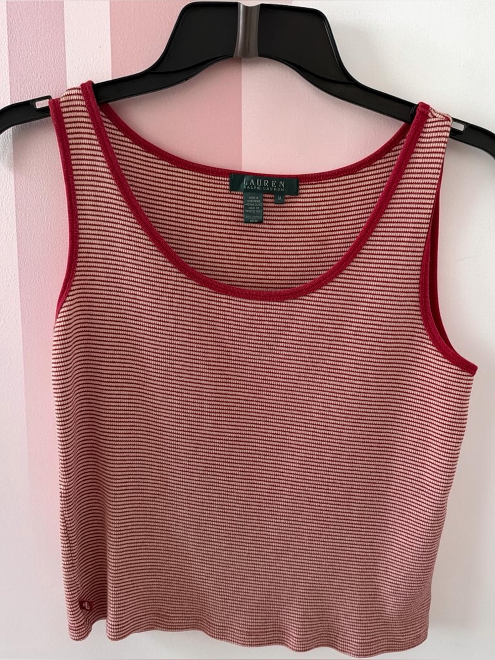 Ralph Lauren Sleeveless Red Striped Tank Top